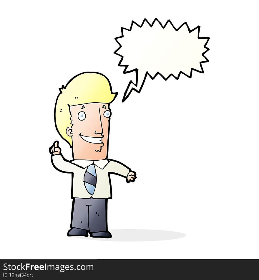 Cartoon Office Man With Idea With Speech Bubble