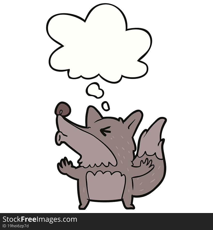 cartoon werewolf howling with thought bubble. cartoon werewolf howling with thought bubble