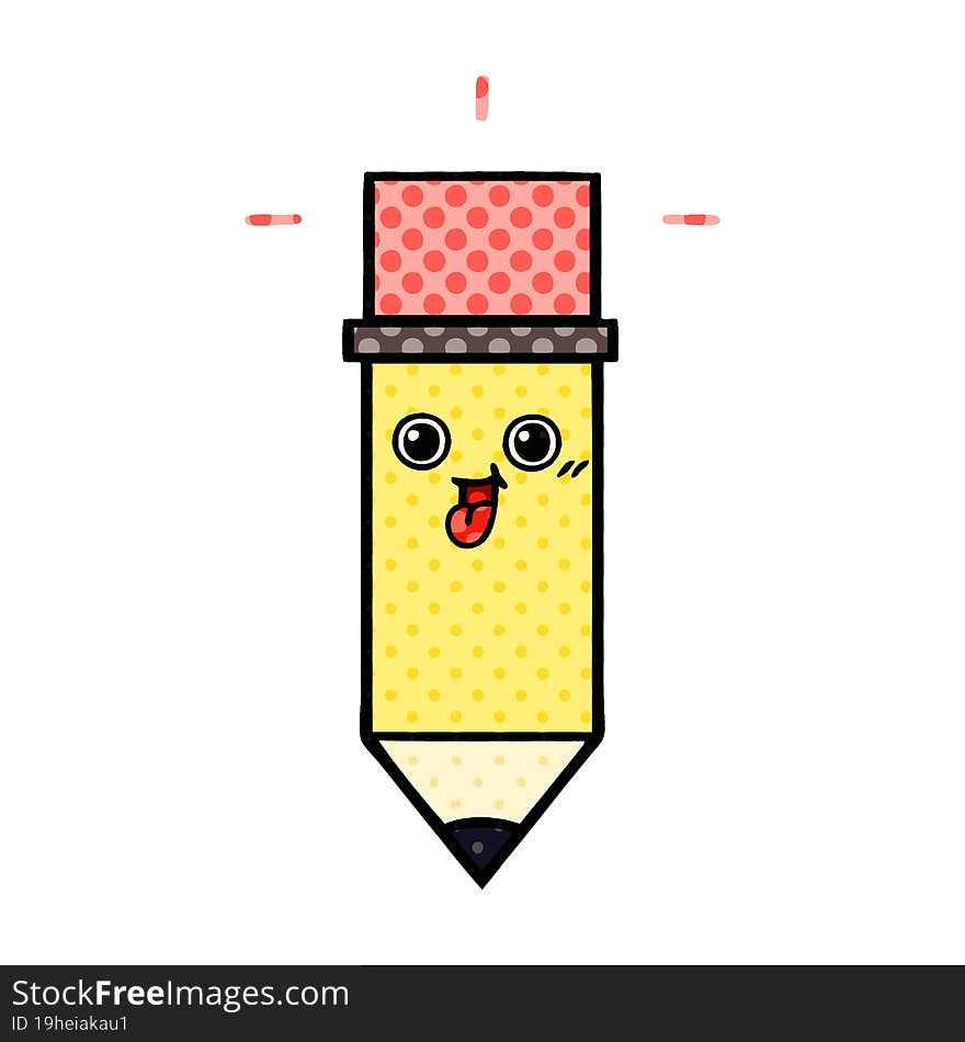 comic book style cartoon of a pencil