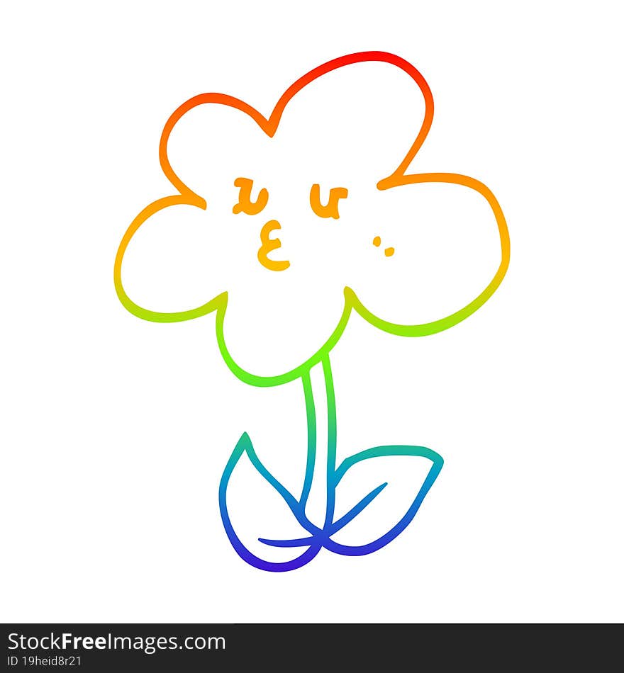 rainbow gradient line drawing cartoon flower