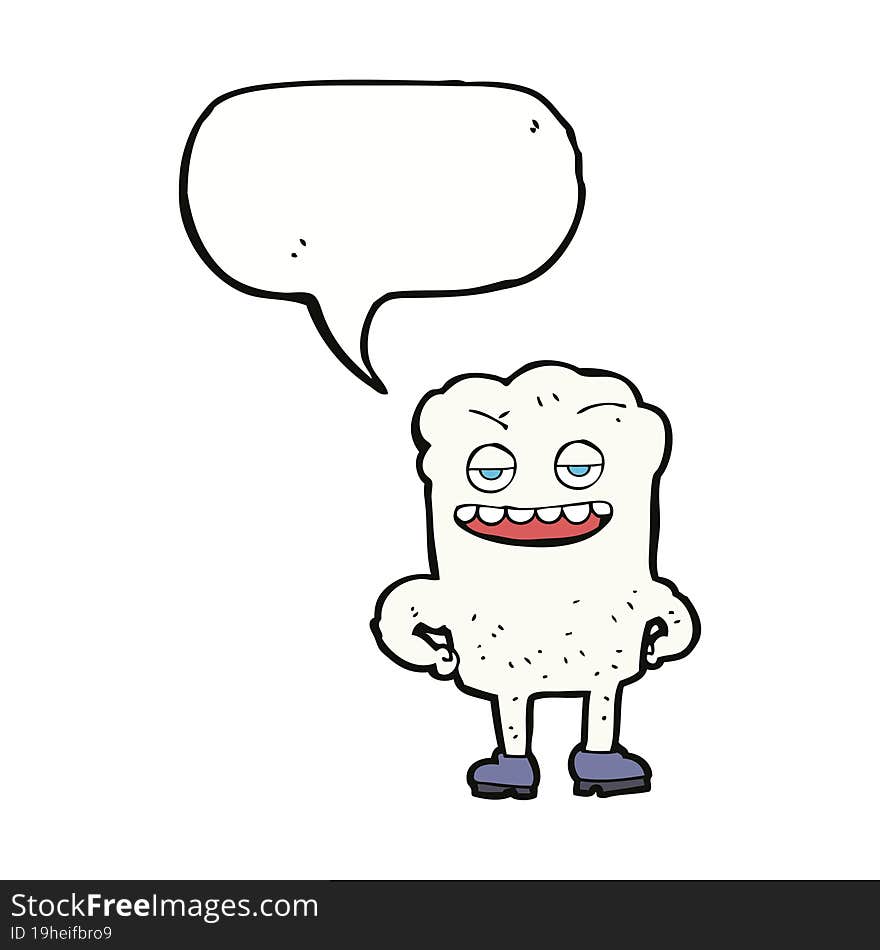 Cartoon Tooth Looking Smug With Speech Bubble