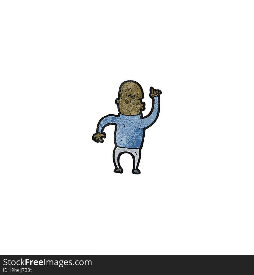 cartoon bald man with idea