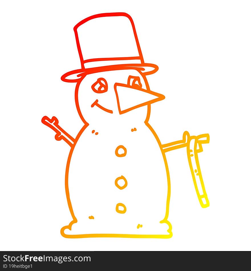 warm gradient line drawing cartoon snowman