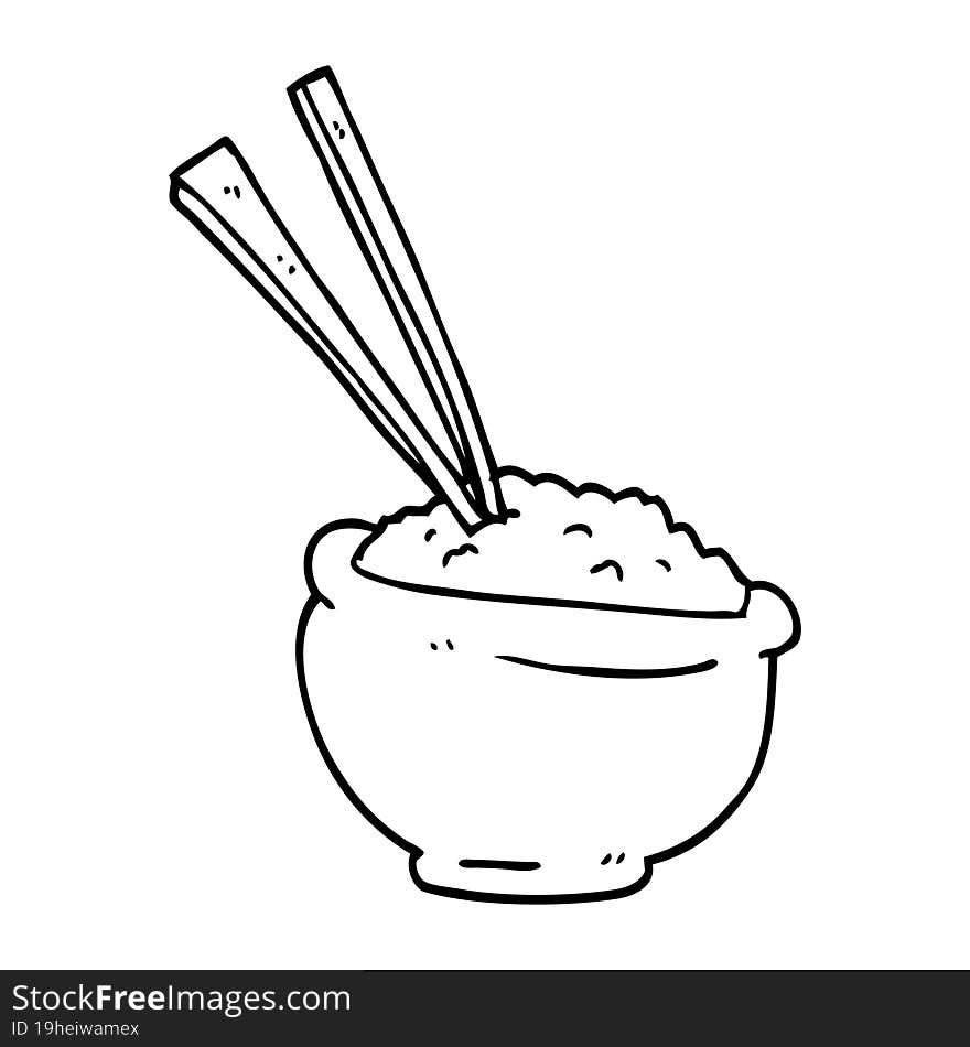 line drawing cartoon tasty bowl of rice