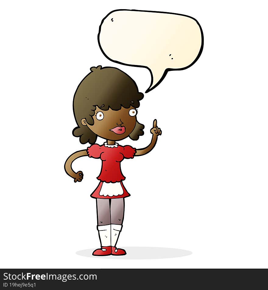 Cartoon Maid With Speech Bubble