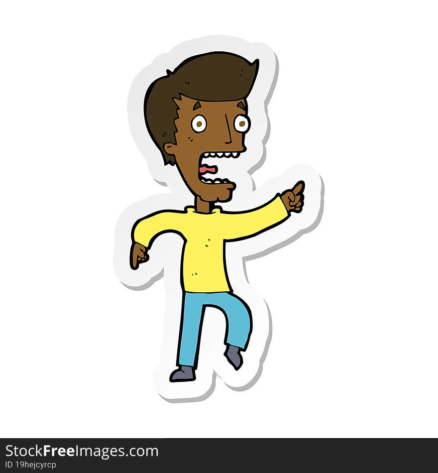 Sticker Of A Cartoon Terrified Man