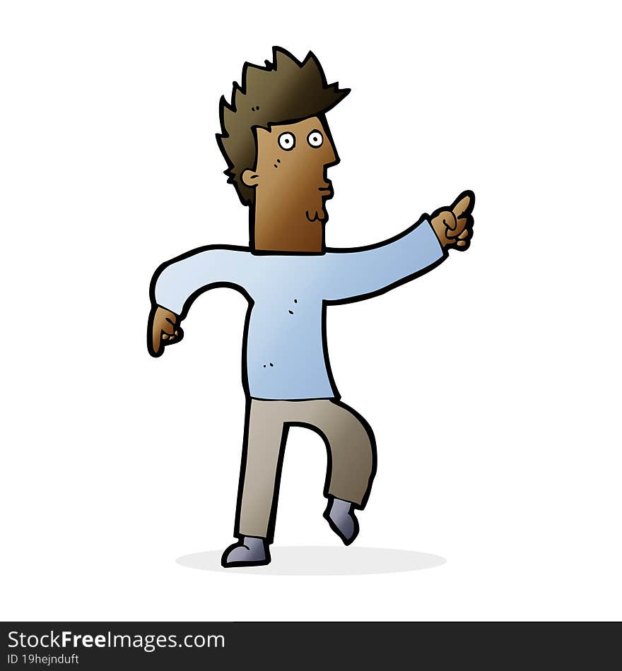 Cartoon Worried Man Pointing