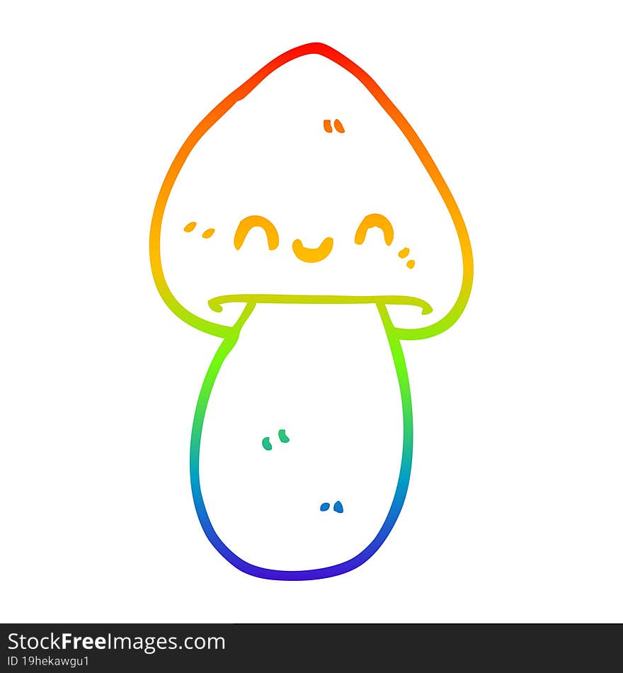 Rainbow Gradient Line Drawing Cartoon Mushroom