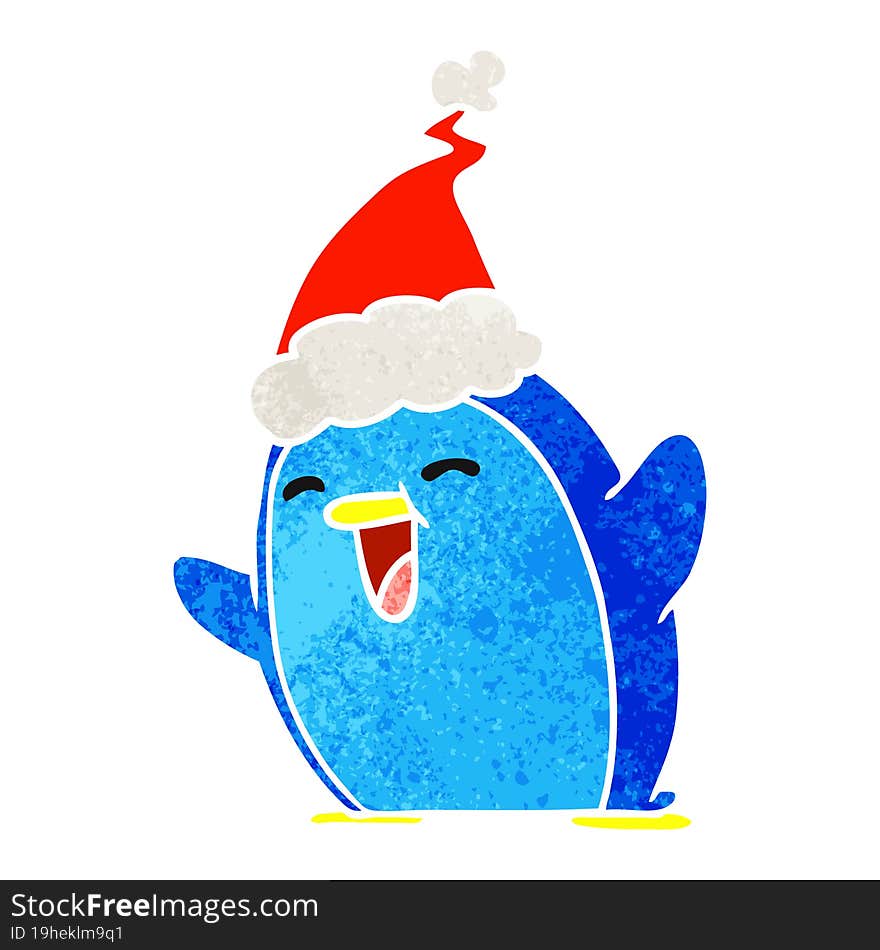 Christmas Retro Cartoon Of Kawaii Penguin