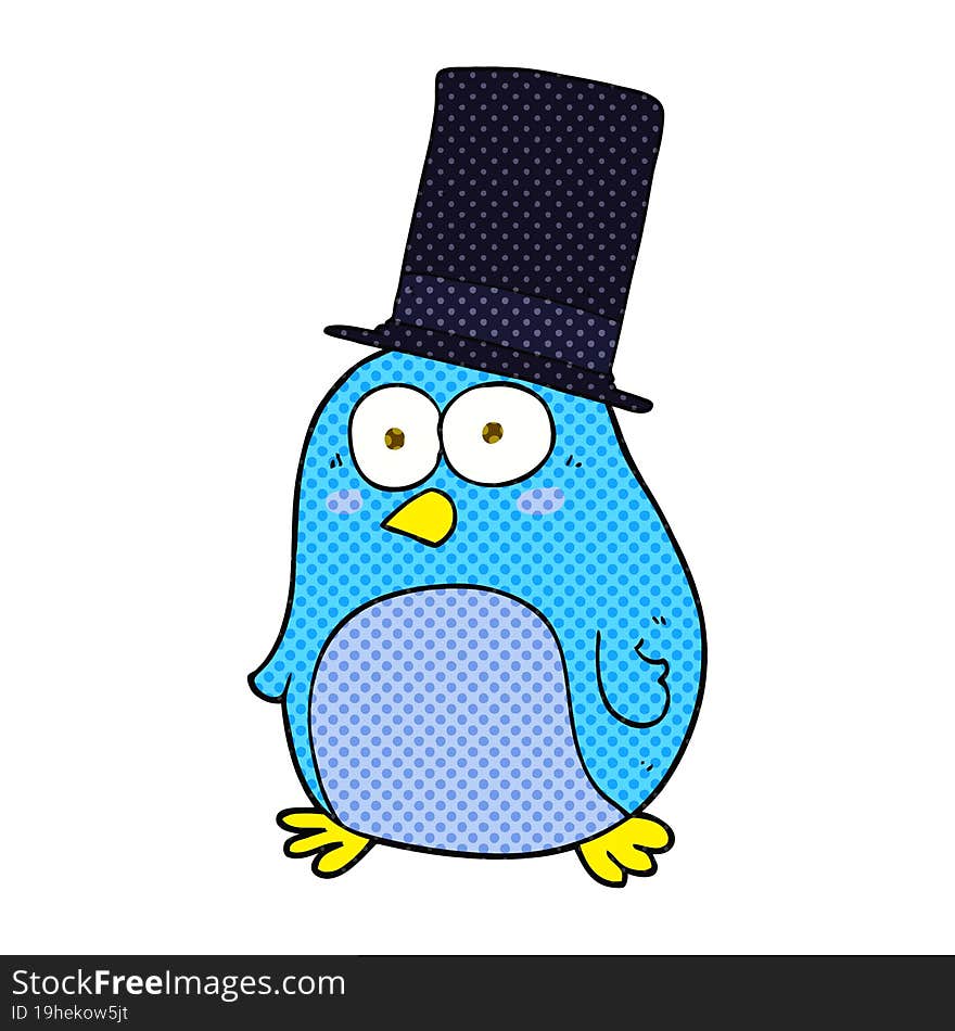 Cartoon Bird Wearing Top Hat