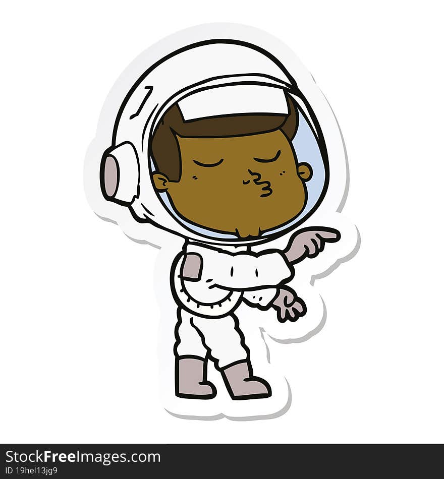 sticker of a cartoon confident astronaut