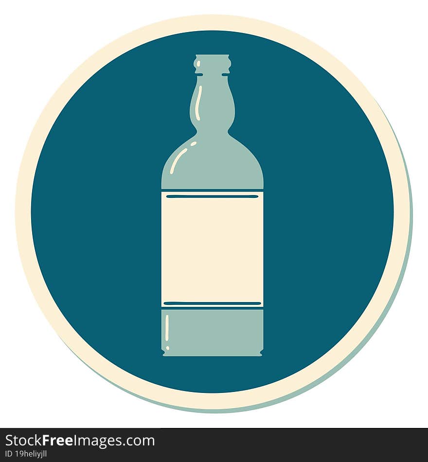 tattoo style sticker of a bottle