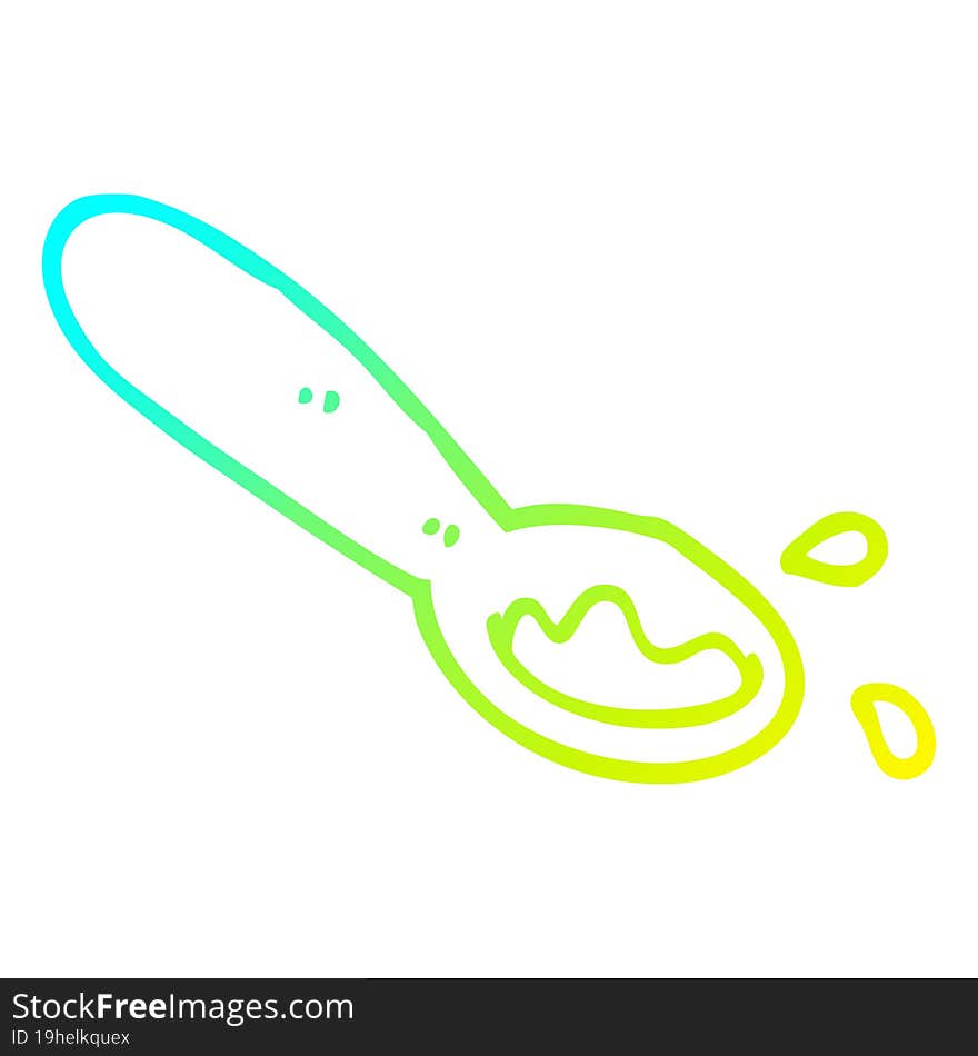 Cold Gradient Line Drawing Cartoon Ladle Of Food