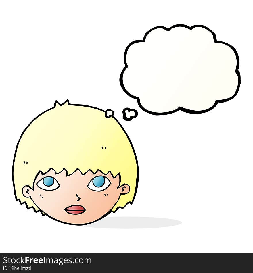 Cartoon Girl Staring With Thought Bubble