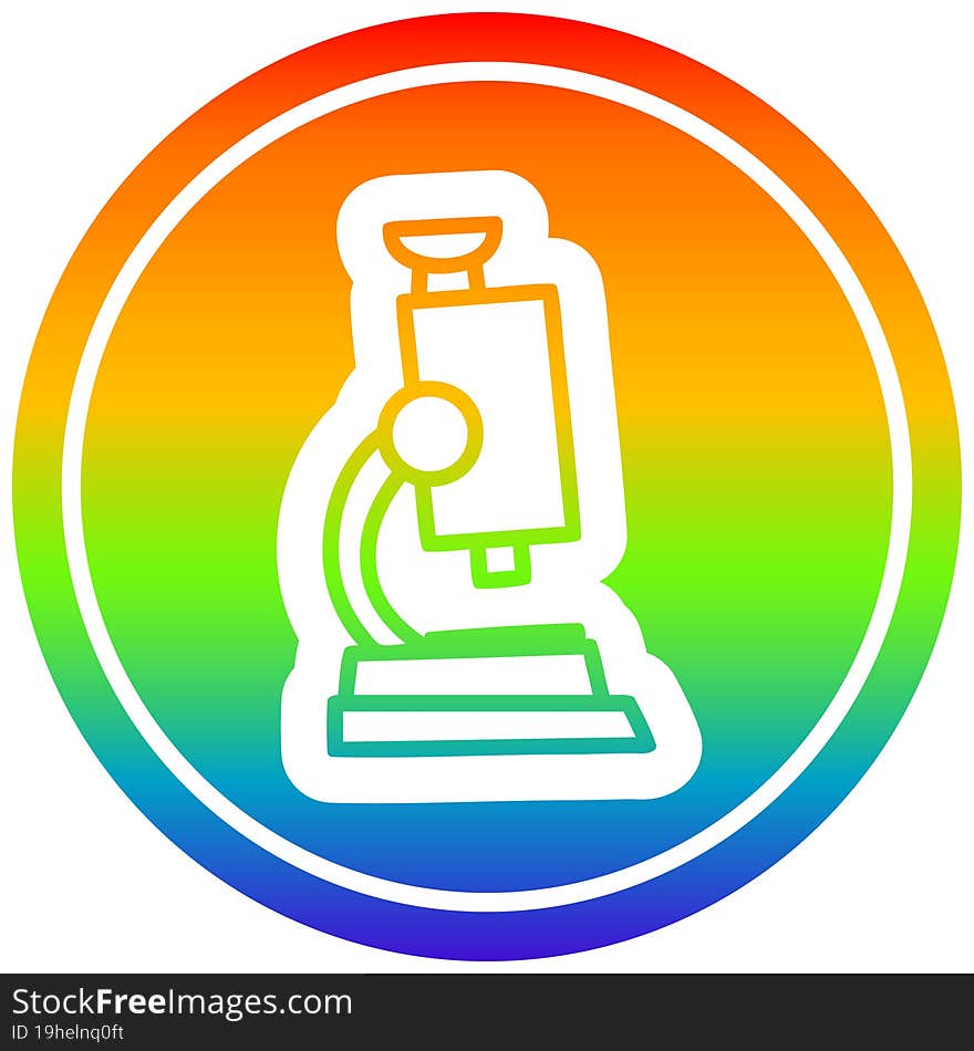 microscope and slide circular in rainbow spectrum