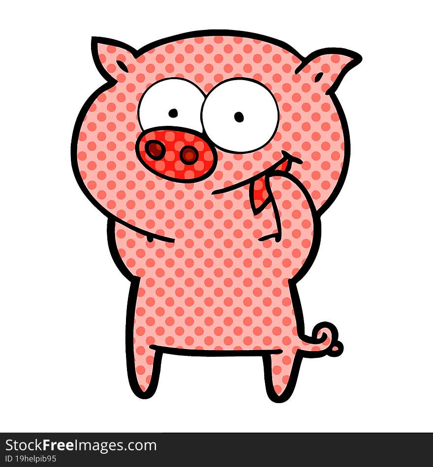 cheerful pig cartoon. cheerful pig cartoon