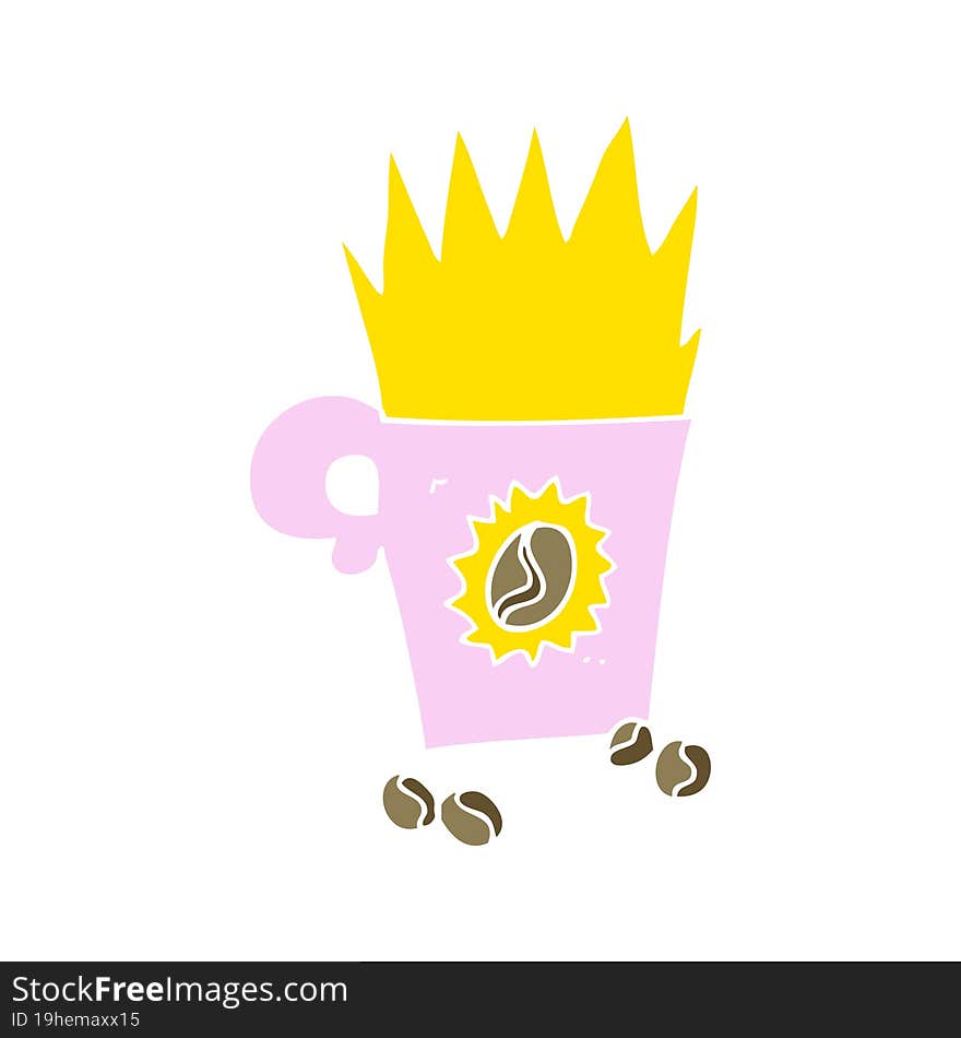 flat color illustration of crazy powerful coffee. flat color illustration of crazy powerful coffee