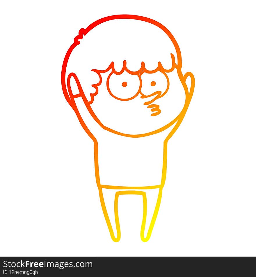 Warm Gradient Line Drawing Cartoon Curious Boy