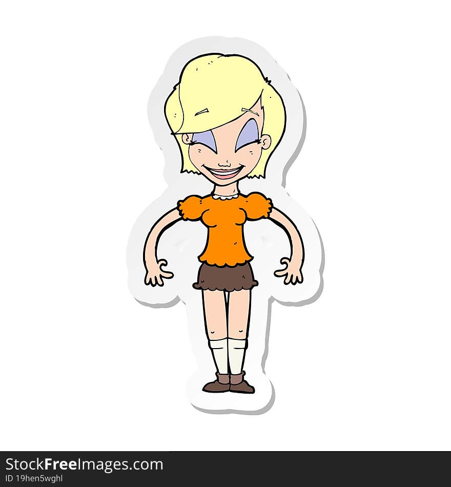 sticker of a cartoon pretty woman