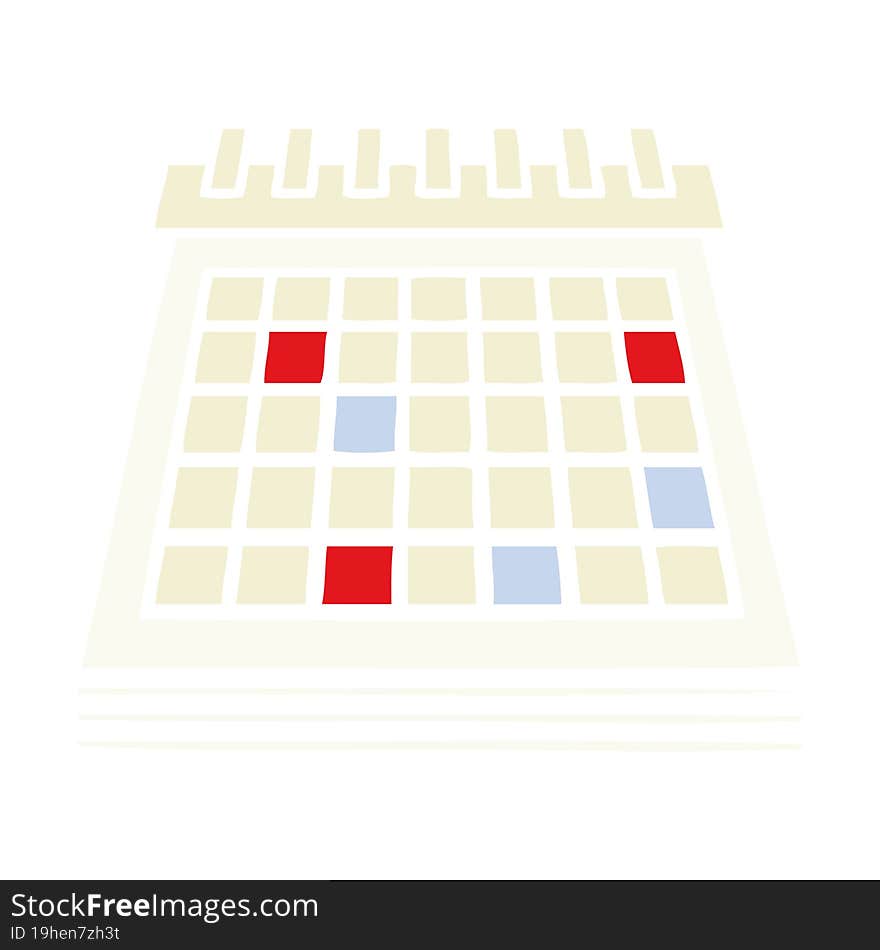 Flat Color Retro Cartoon Work Calendar