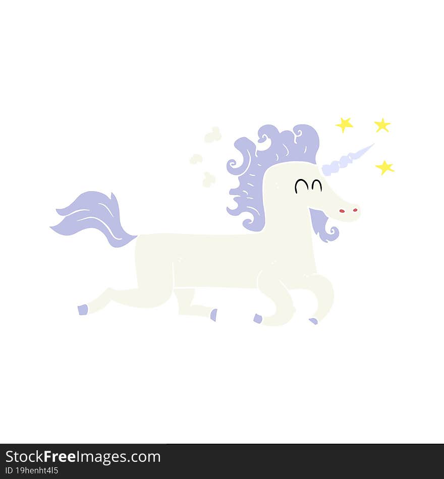 flat color illustration of a cartoon unicorn