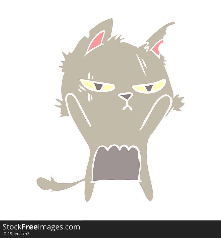 Tough Flat Color Style Cartoon Cat