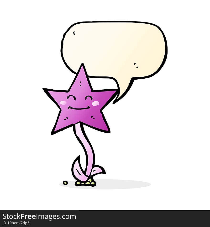 cartoon star flower with speech bubble