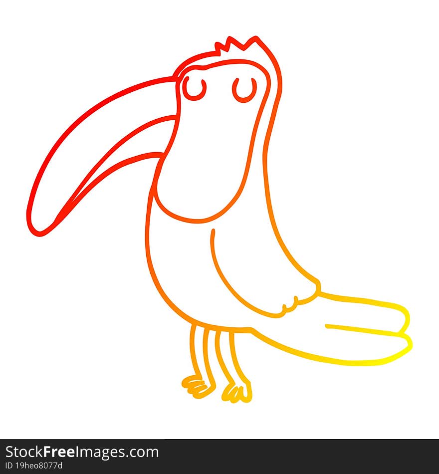 warm gradient line drawing of a cartoon toucan