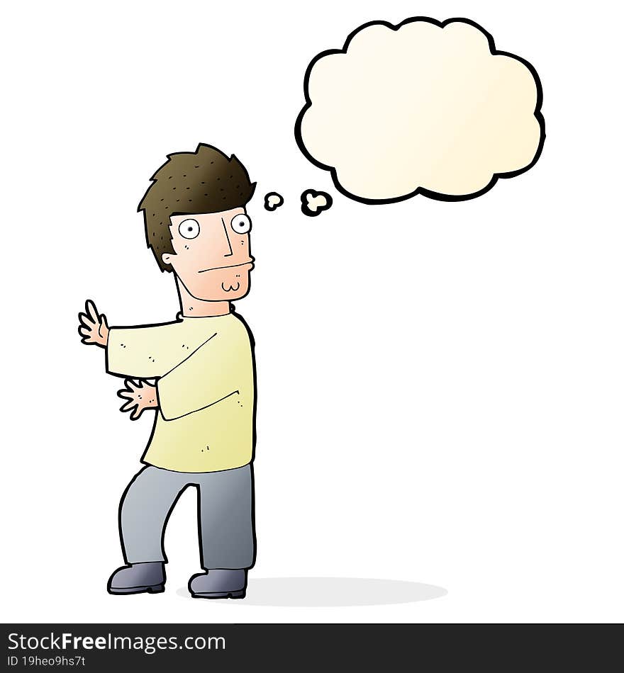 Cartoon Nervous Man With Thought Bubble