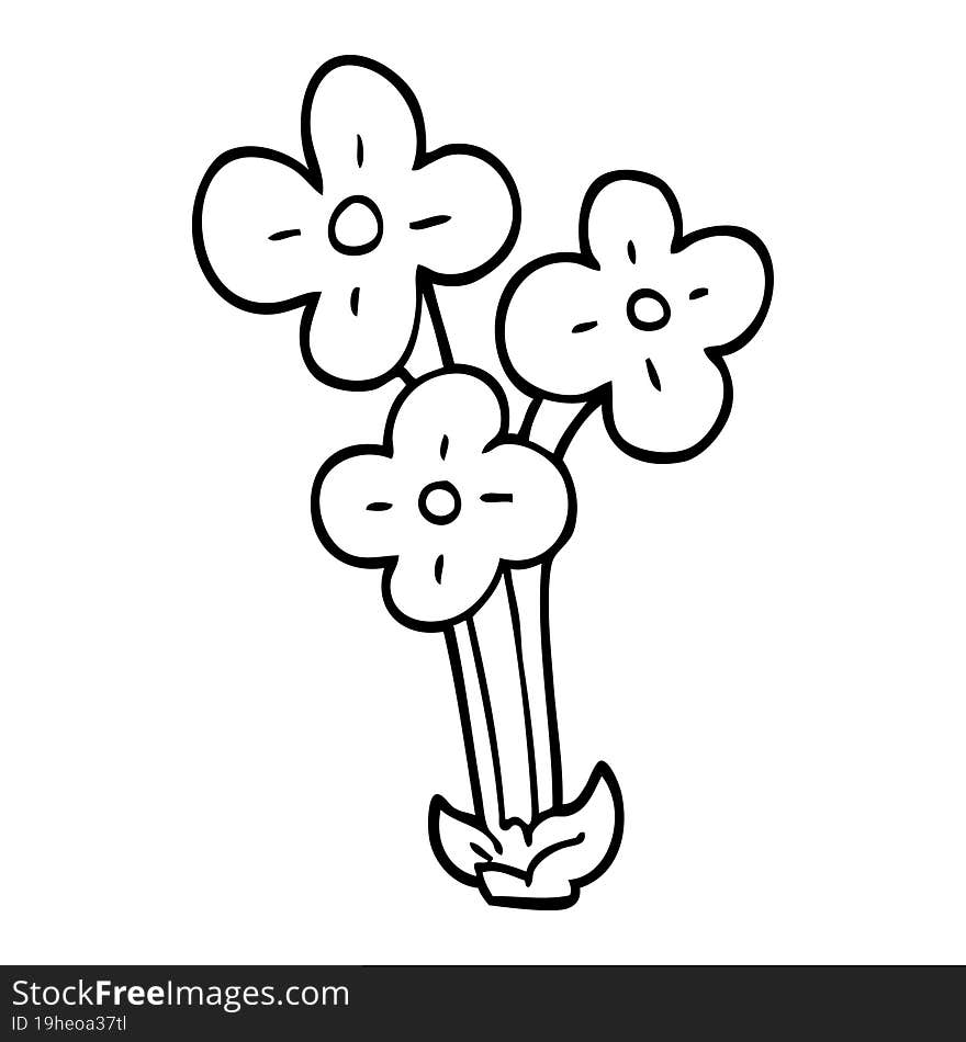 line drawing cartoon bunch of flowers