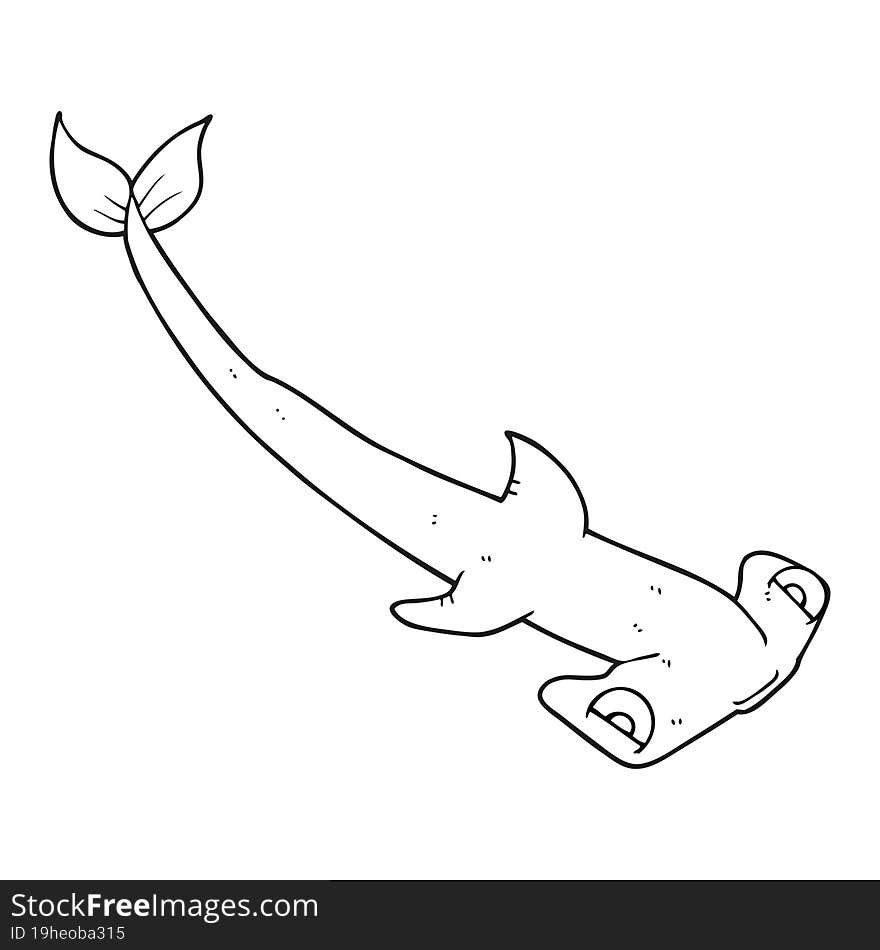 Black And White Cartoon Hammerhead Shark