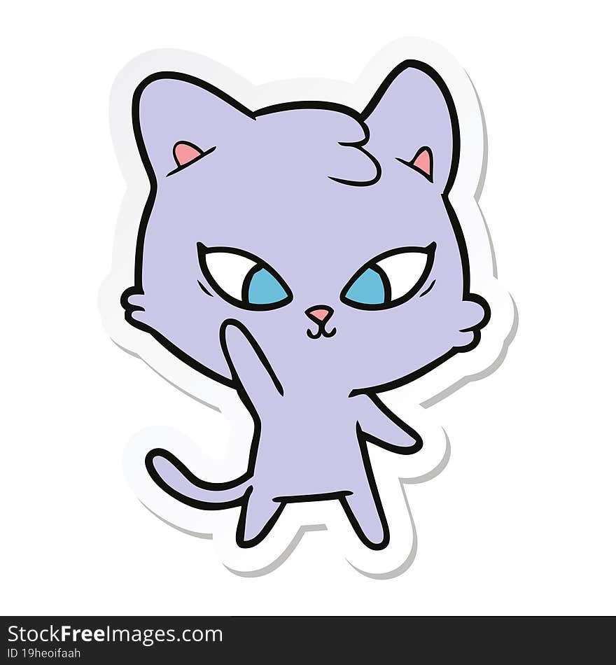 Sticker Of A Cute Cartoon Cat