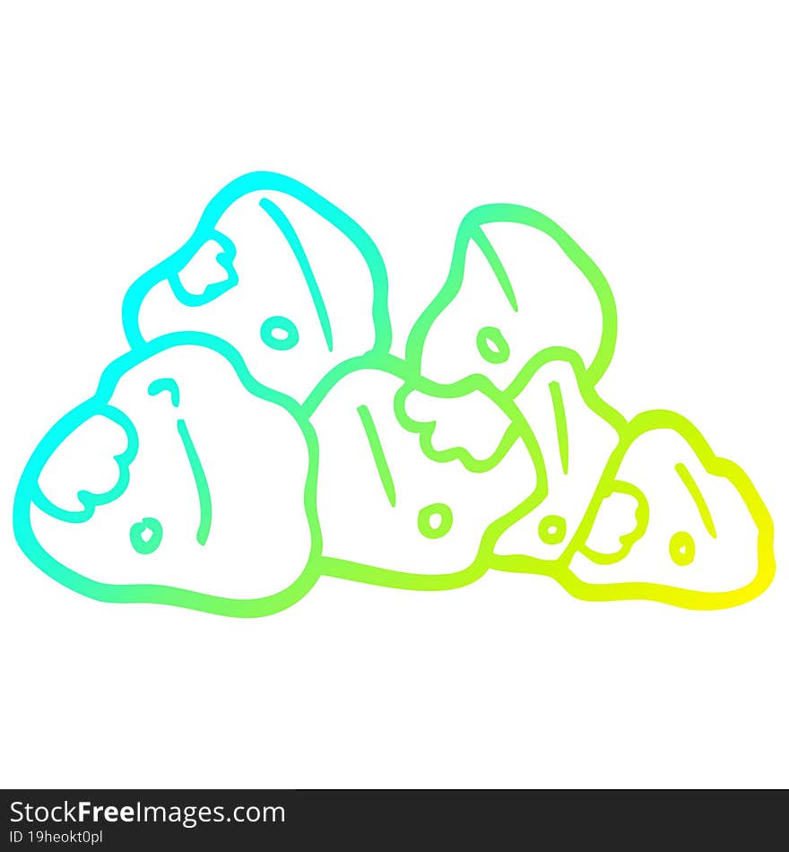 cold gradient line drawing cartoon boulders