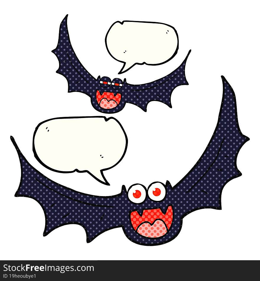 freehand drawn comic book speech bubble cartoon halloween bats