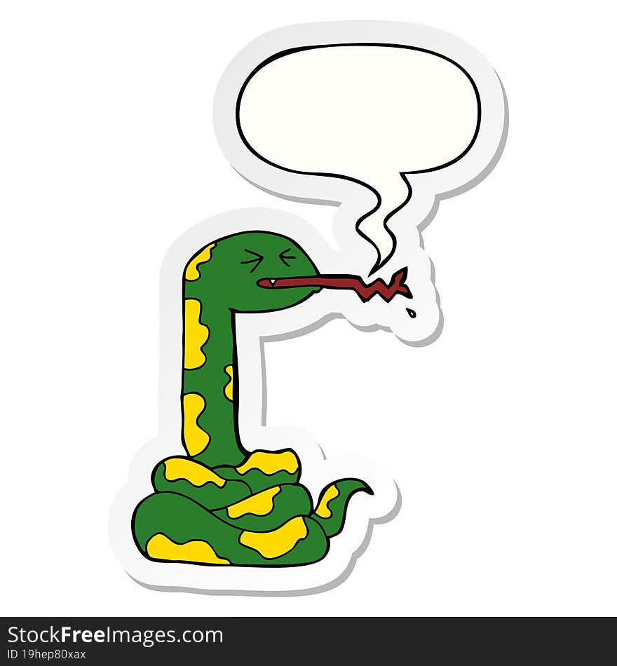 cartoon hissing snake and speech bubble sticker