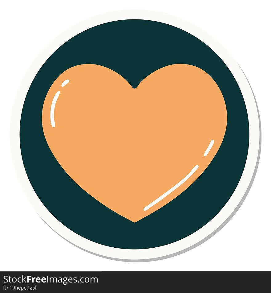 sticker of tattoo in traditional style of a heart. sticker of tattoo in traditional style of a heart