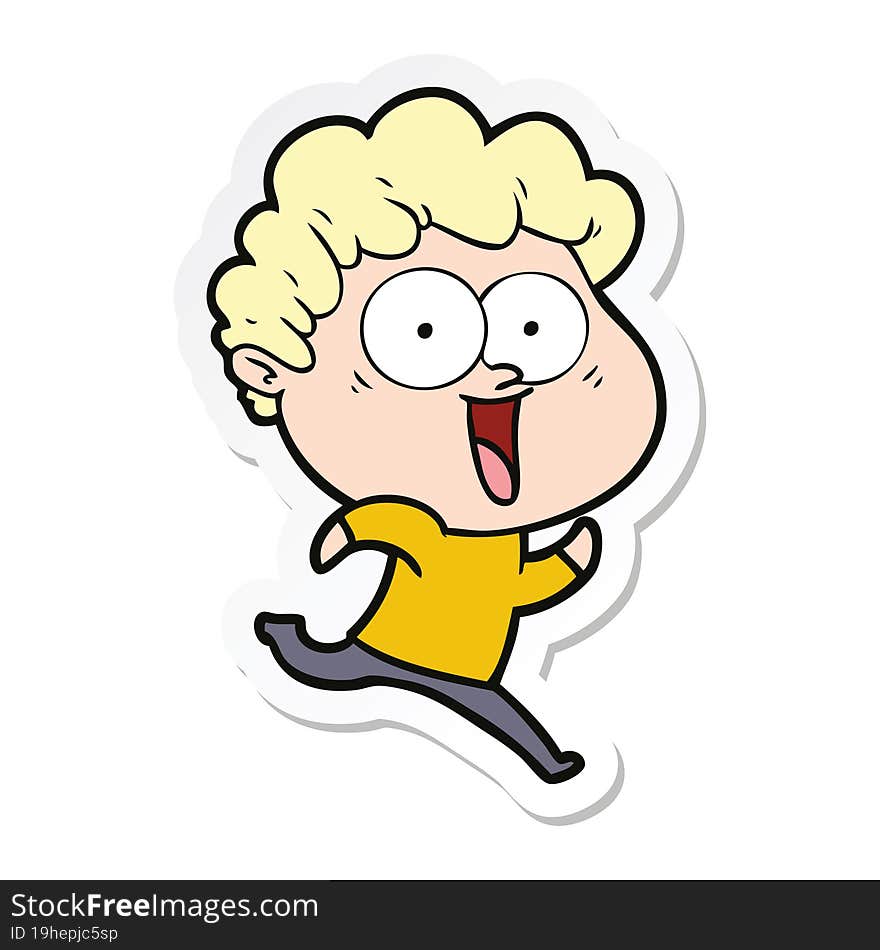 Sticker Of A Excited Man Cartoon