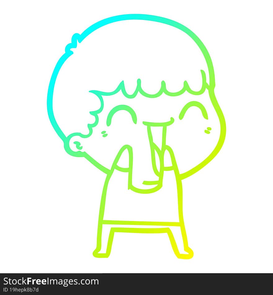 Cold Gradient Line Drawing Cartoon Happy Man