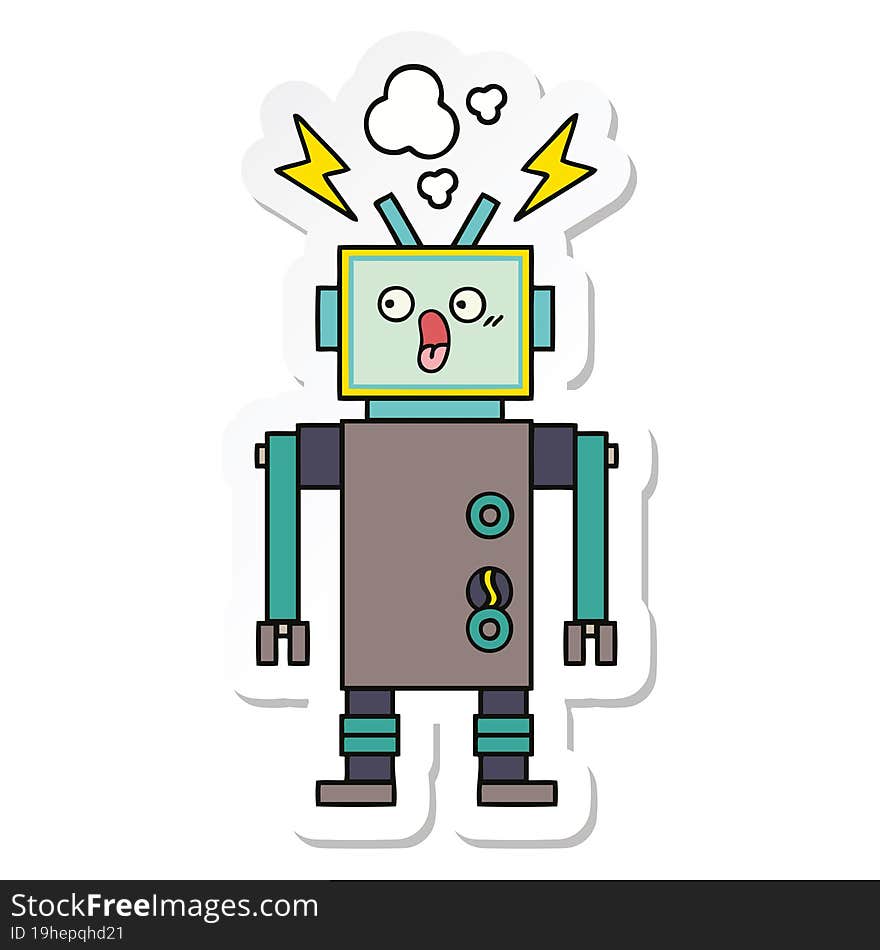 Sticker Of A Cute Cartoon Robot