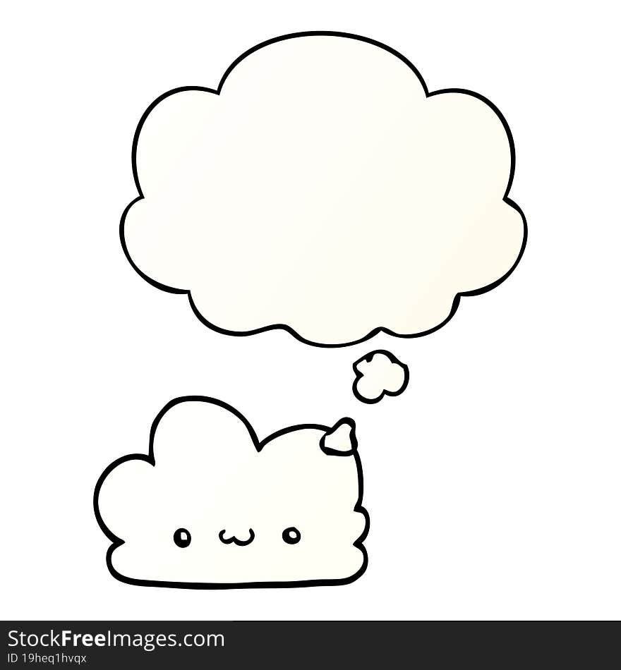 cute cartoon cloud and thought bubble in smooth gradient style