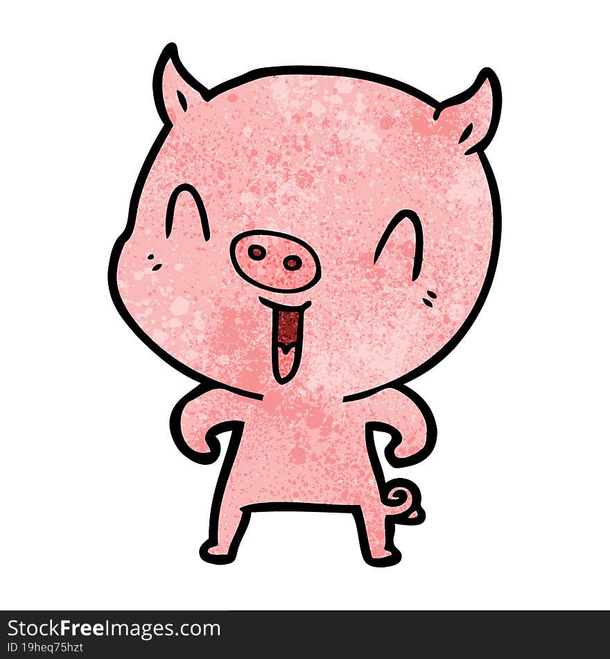 happy cartoon pig. happy cartoon pig