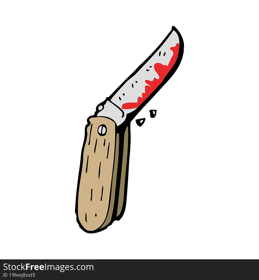 cartoon bloody folding knife