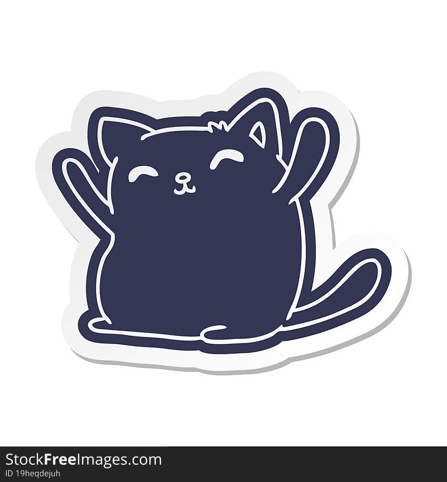 cartoon sticker of cute kawaii cat