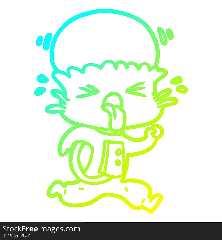 Cold Gradient Line Drawing Weird Cartoon Alien