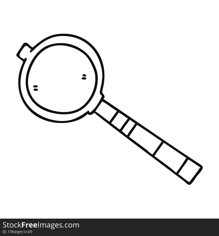 quirky line drawing cartoon magnifying glass