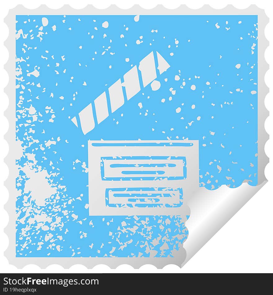 Distressed Square Peeling Sticker Symbol Director Clapper