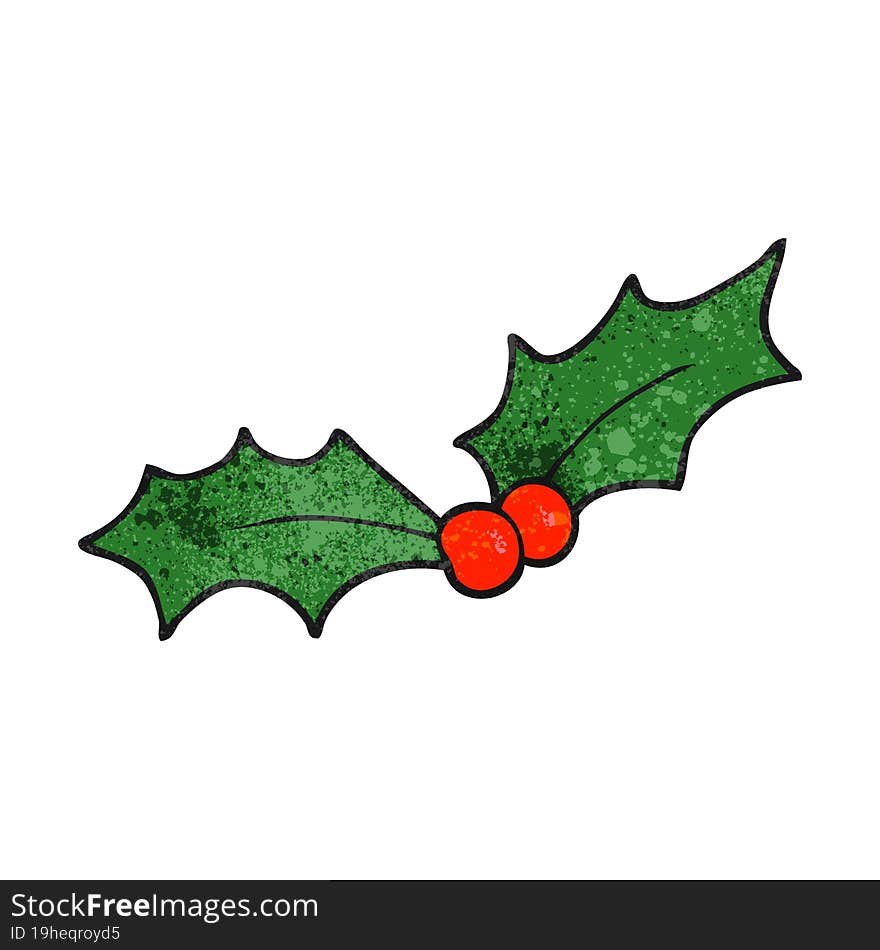 Textured Cartoon Christmas Holly