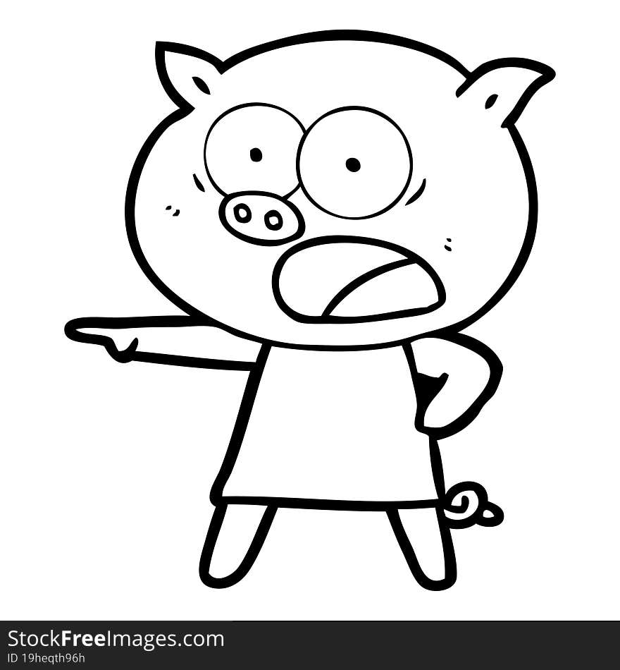 cartoon pig shouting. cartoon pig shouting