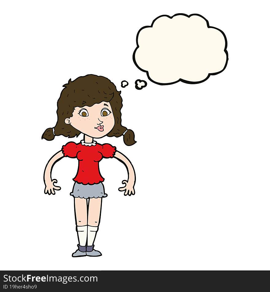 Cartoon Pretty Girl With Thought Bubble