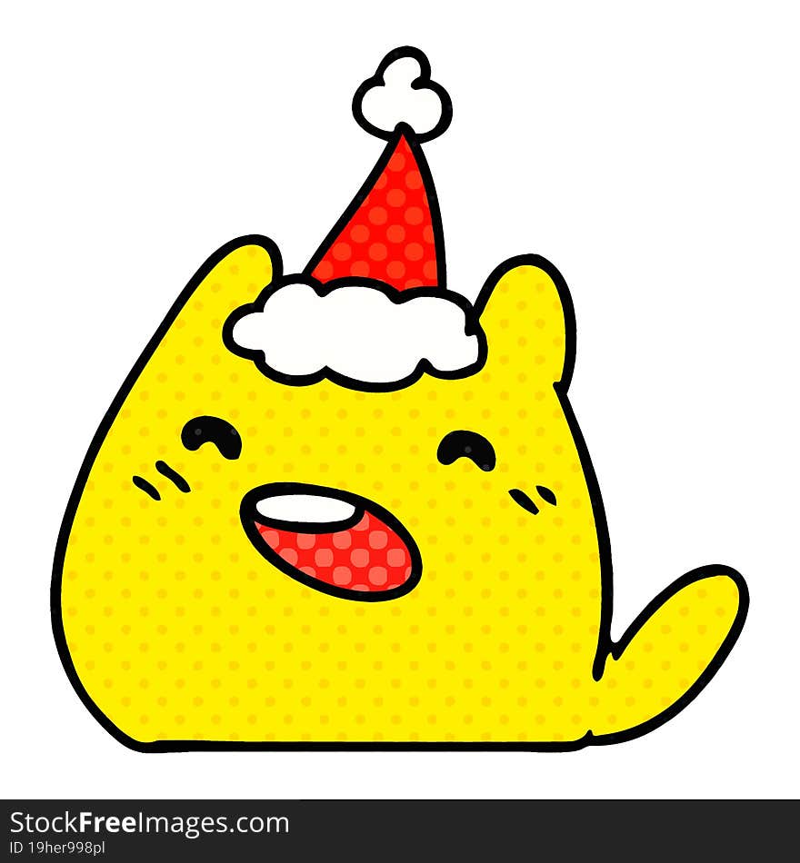 christmas cartoon of kawaii cat